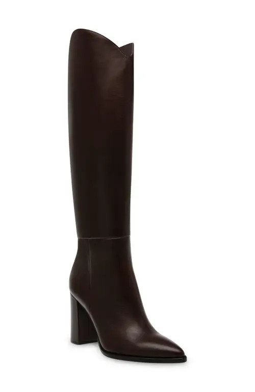 Steve Madden Bixby Pointed Toe Knee High Boot in Dark Brown Leather at Nordstrom, Size 9.5 | Nordstrom