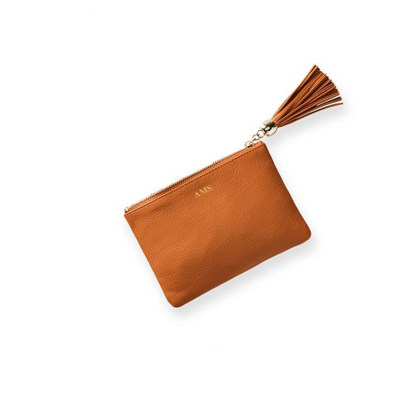 Leather Tassel Zipper Pouch | Mark and Graham