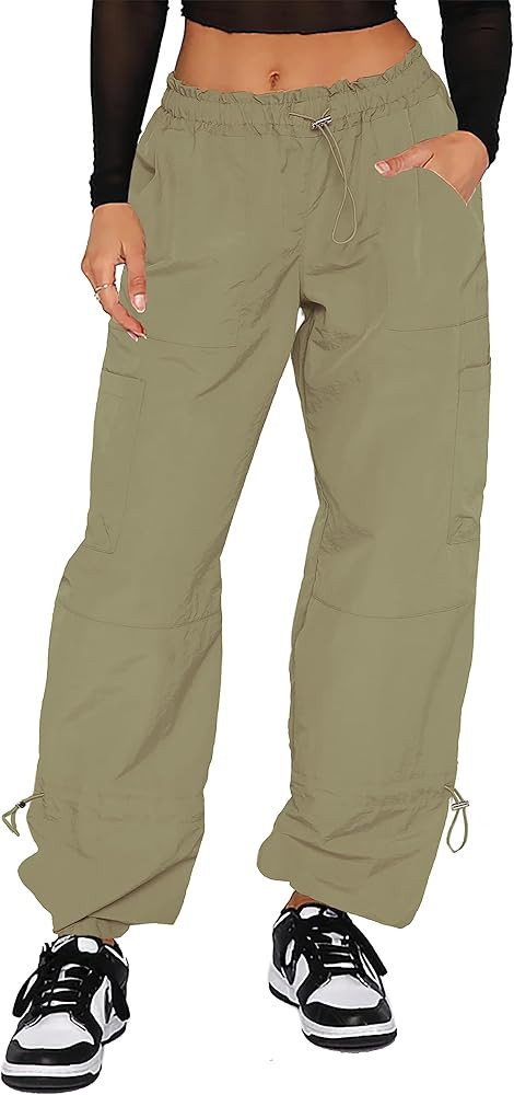 Waitfairy Parachute Pants for Women,Baggy Fit Cargo Pants with Pockets | Amazon (US)