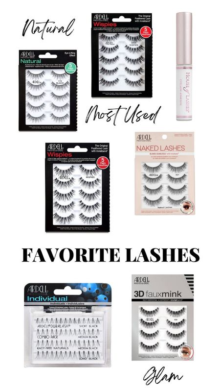 My favorite lashes (bulk).

110 (Natural)
Demi Wispie (Most Popular) 
858 (Glam)
Best Glue (dries the quickest & clearest) - House of Lashes Clear Adhesive 

#LTKbeauty