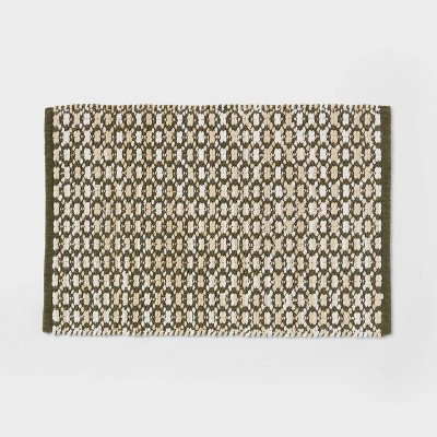 20"x30" Diamond Woven Harvest Bath Rug Green/Ivory - Threshold\u2122 | Target