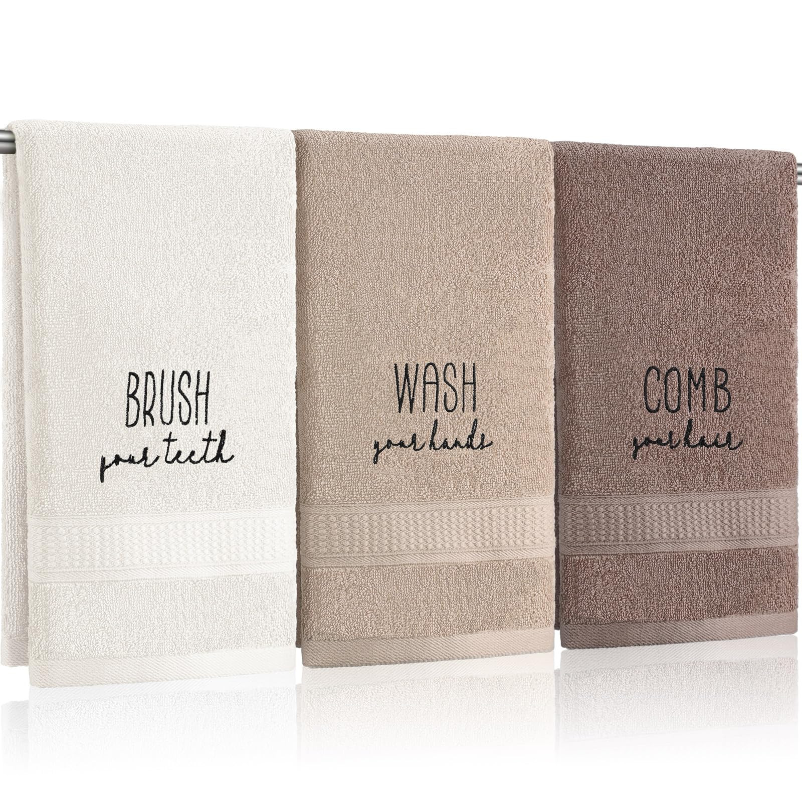 3 Pcs Farmhouse Decorative Hand Towels for Bathroom and Kitchen Rustic Embroidered 100% Cotton Ha... | Amazon (US)