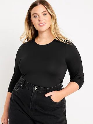 Long-Sleeve Double-Layer Sculpting T-Shirt for Women | Old Navy (US)