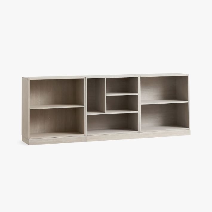 Stack Me Up Triple Mixed Shelf Low Bookcase &amp;amp; Base, Simply White | Pottery Barn Teen