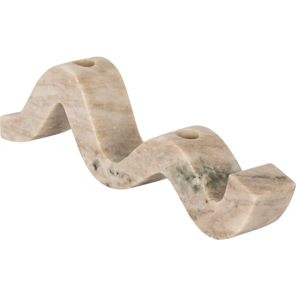 Storied Home Marble Wave Double Taper Candle Holder, Beige in White at Nordstrom | Nordstrom