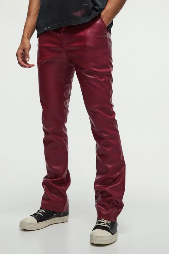Slim Flared Pu Pants | boohooMAN (US & Canada)