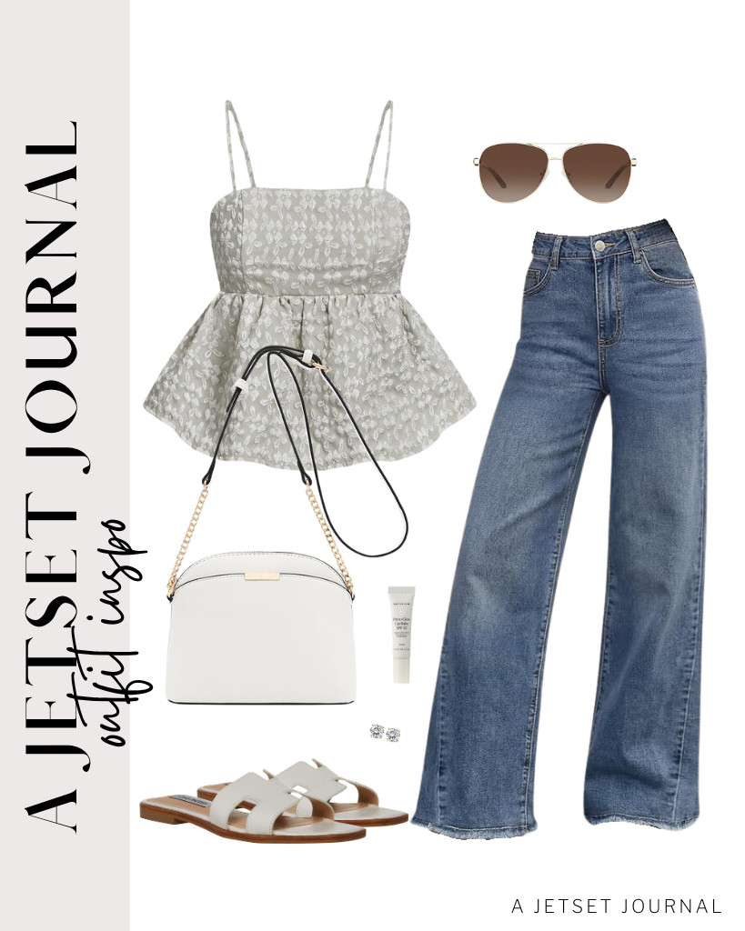 This stylish babydoll peplum top from SOLY HUX, paired with wide-leg jeans, is perfect for travel or meetups. I added this classy small dome crossbody bag and polarized aviator sunnies to style the fit. For your footwear, use Steve Madden’s sandals, then enhance your look with stud earrings.

#LTKSeasonal #LTKSaleAlert #LTKTravel 

 