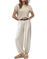 ANRABESS Women's Two Piece Outfits Sweater Sets Knit Pullover Tops and High Waisted Pants Tracksu... | Amazon (US)