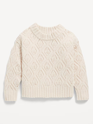 Crew-Neck Pointelle-Knit Sweater for Toddler Girls | Old Navy (US)