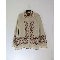 Vintage 70S 970S Jc Penney Boho Folk Acrylic Cape - Sweater Knit Cardigan Hippie European Pattern Du | Etsy (US)