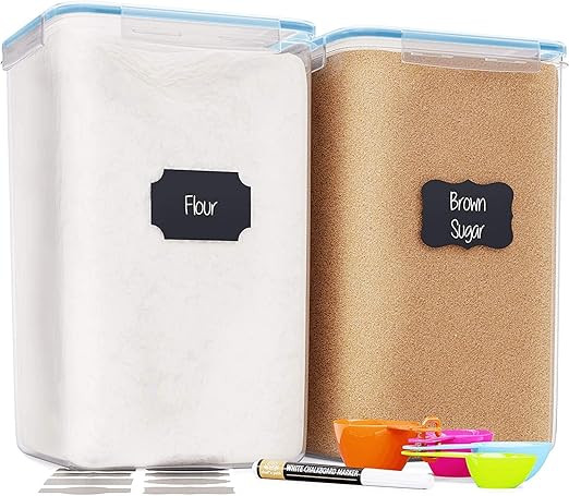 Chef's Path Flour and Sugar Container with Lids (Set of 2, 6.5 Liters Each) - Airtight Kitchen & ... | Amazon (US)