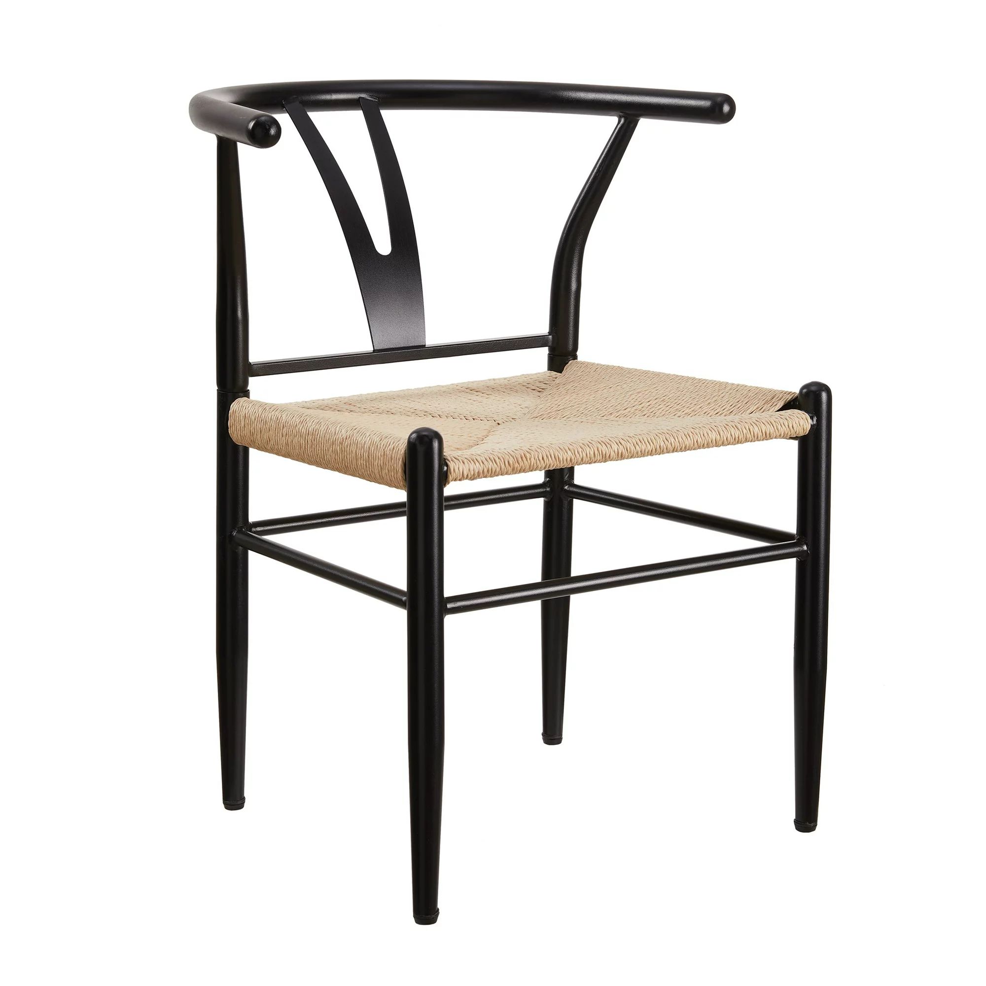 Better Homes & Gardens Springwood Wishbone Chair 2 Pack, Black Color Frame with Natural Color Fin... | Walmart (US)