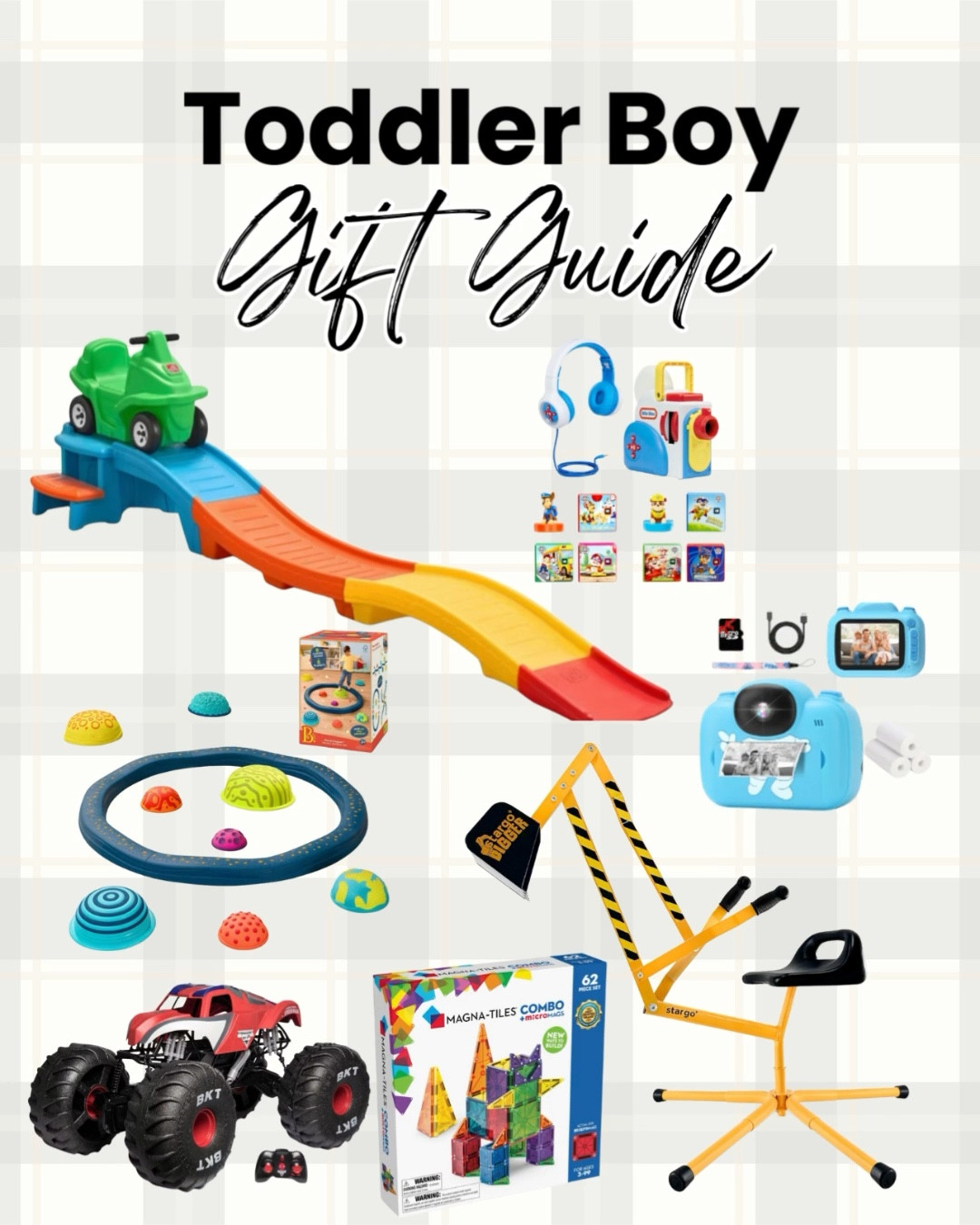 Toddler boy gift guide with top toys, learning play, sensory toys, trucks, puzzles, books, Christmas gifts, holiday ideas, cozy outfits, stocking stuffers, budget friendly gifts, Montessori toys, active play, ride on toys, building sets, toddler essentials.

#LTKKids #LTKHoliday #LTKGiftGuide