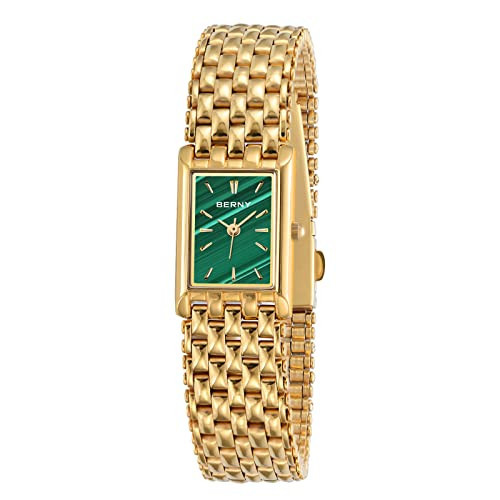BERNY Gold Watches for Women Ladies Wrist Quartz Watches Stainless Steel Band Womens Gold Watch Luxury Casual Fashion Bracelet (Green Dial) | Amazon (US)
