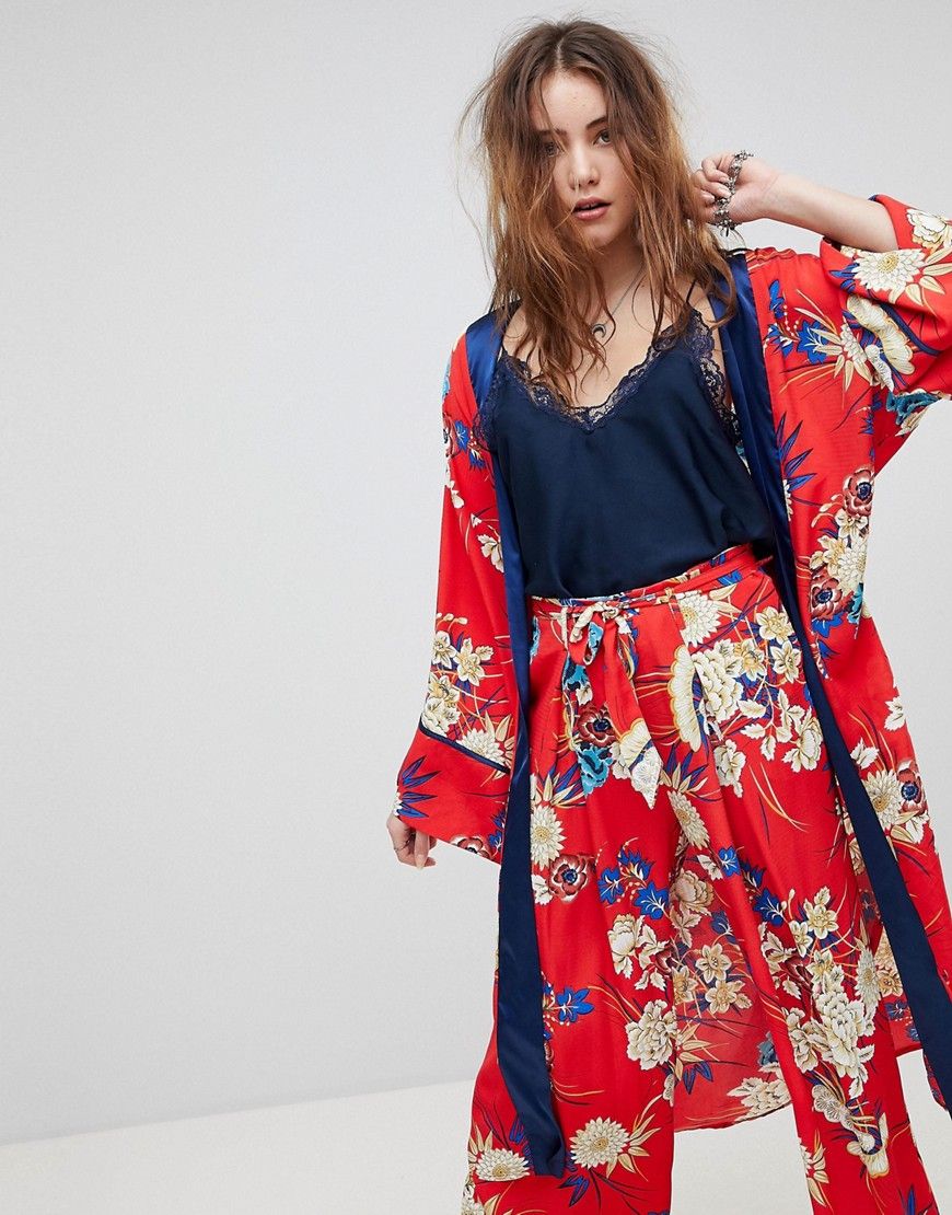 Kiss The Sky Floral Kimono Co-Ord - Red | Asos EE
