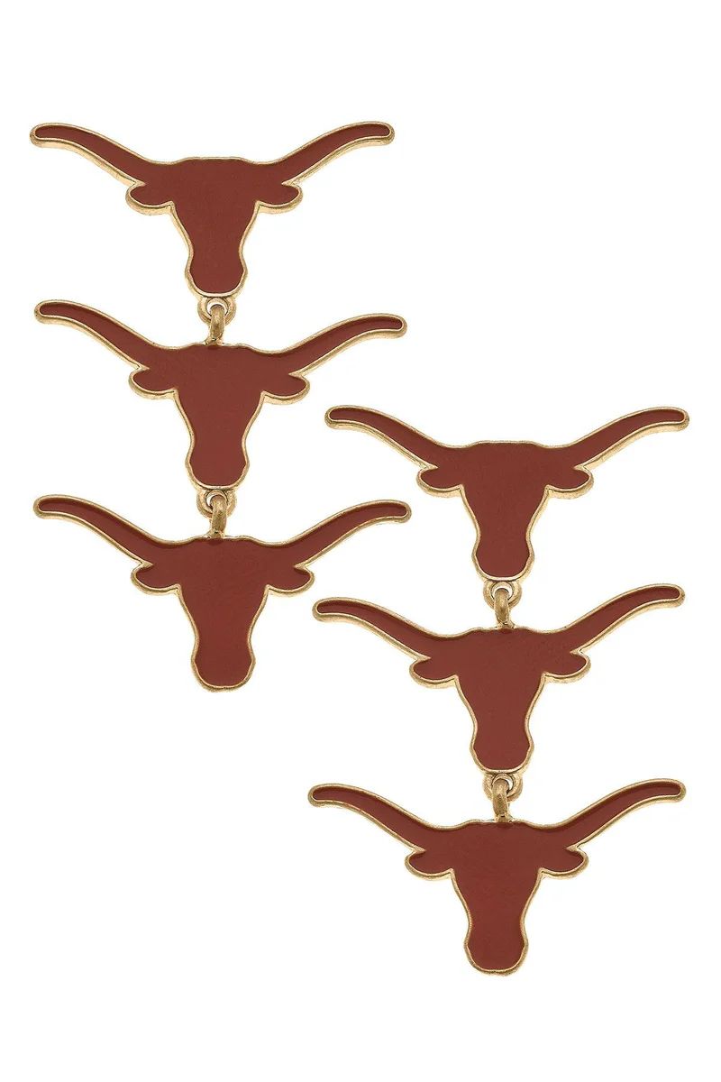 Texas Longhorns Triple Drop Enamel Earrings | CANVAS