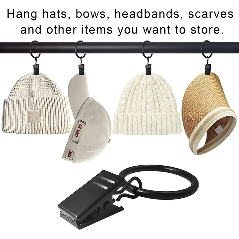 30 Pack Curtain Rings with Clips, Heavy Duty Drapery Clip,Tension Rods Hooks, Polish Black Curtai... | Walmart (US)