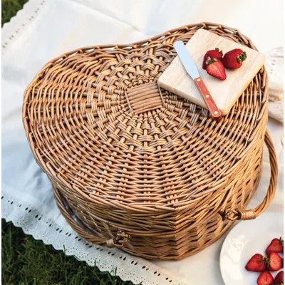 Heart Wicker Picnic Basket with 2 Person Picnic Set - Couple Gifts | Wayfair North America