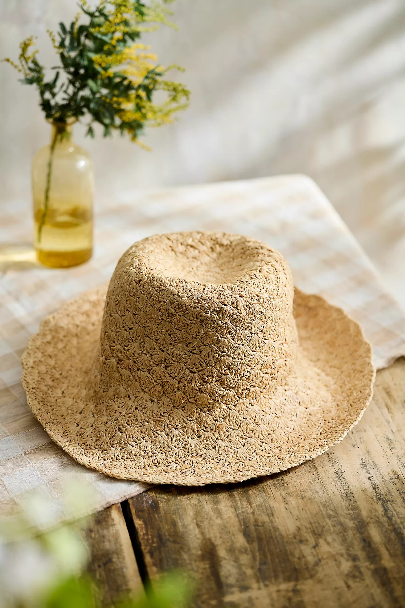Scalloped Raffia Bucket Hat | Anthropologie (US)