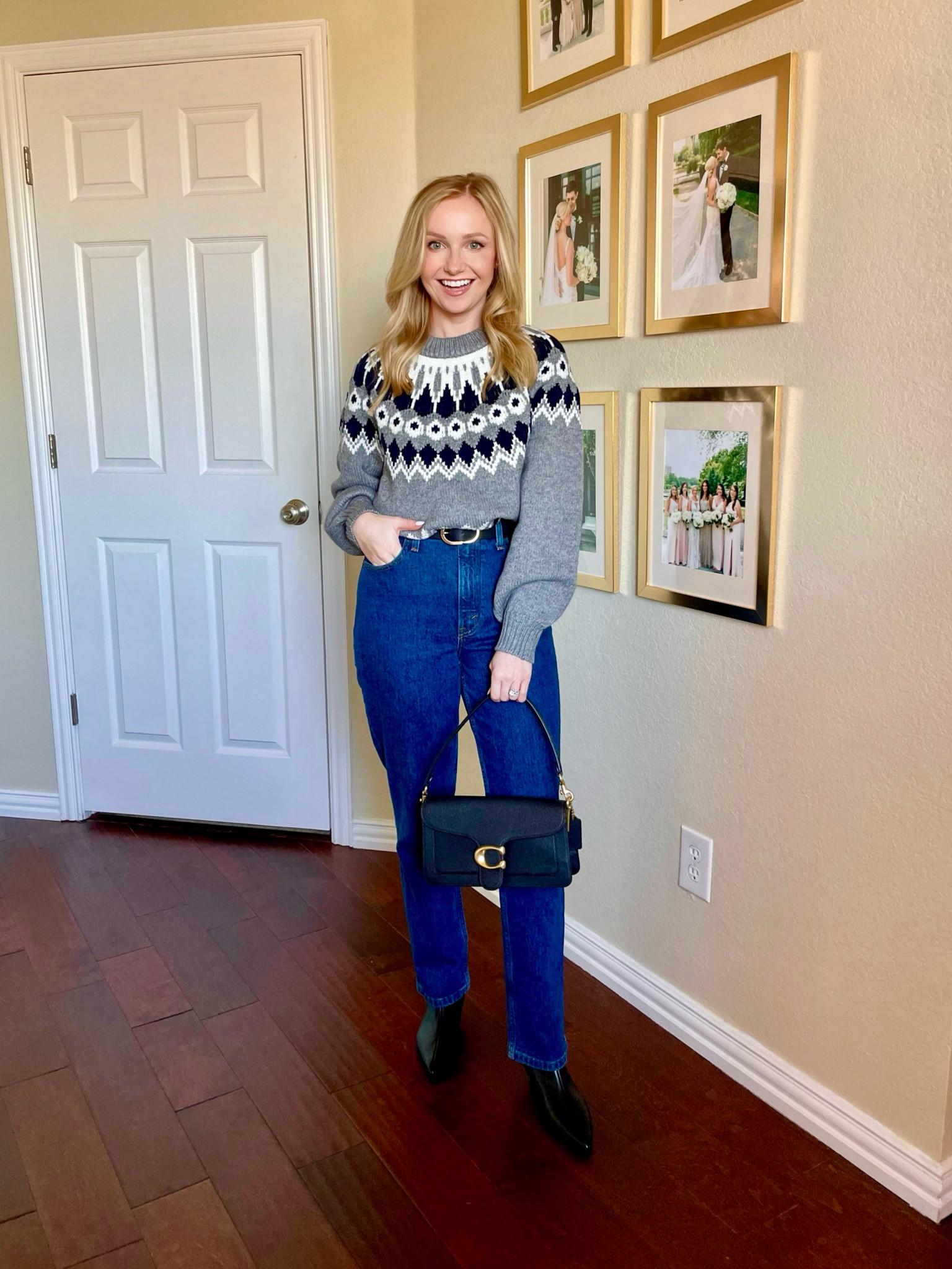 Wearing an XS in sweater and 26S in jeans | winter outfit, fair isle, cold weather outfit 

#LTKStyleTip #LTKFindsUnder100 #LTKSeasonal