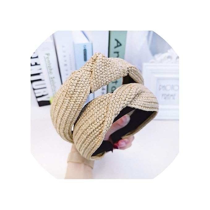 Bohemian Vintage Straw grass weaving Headband Hairband Hair Accessories,Black 1 | Amazon (US)