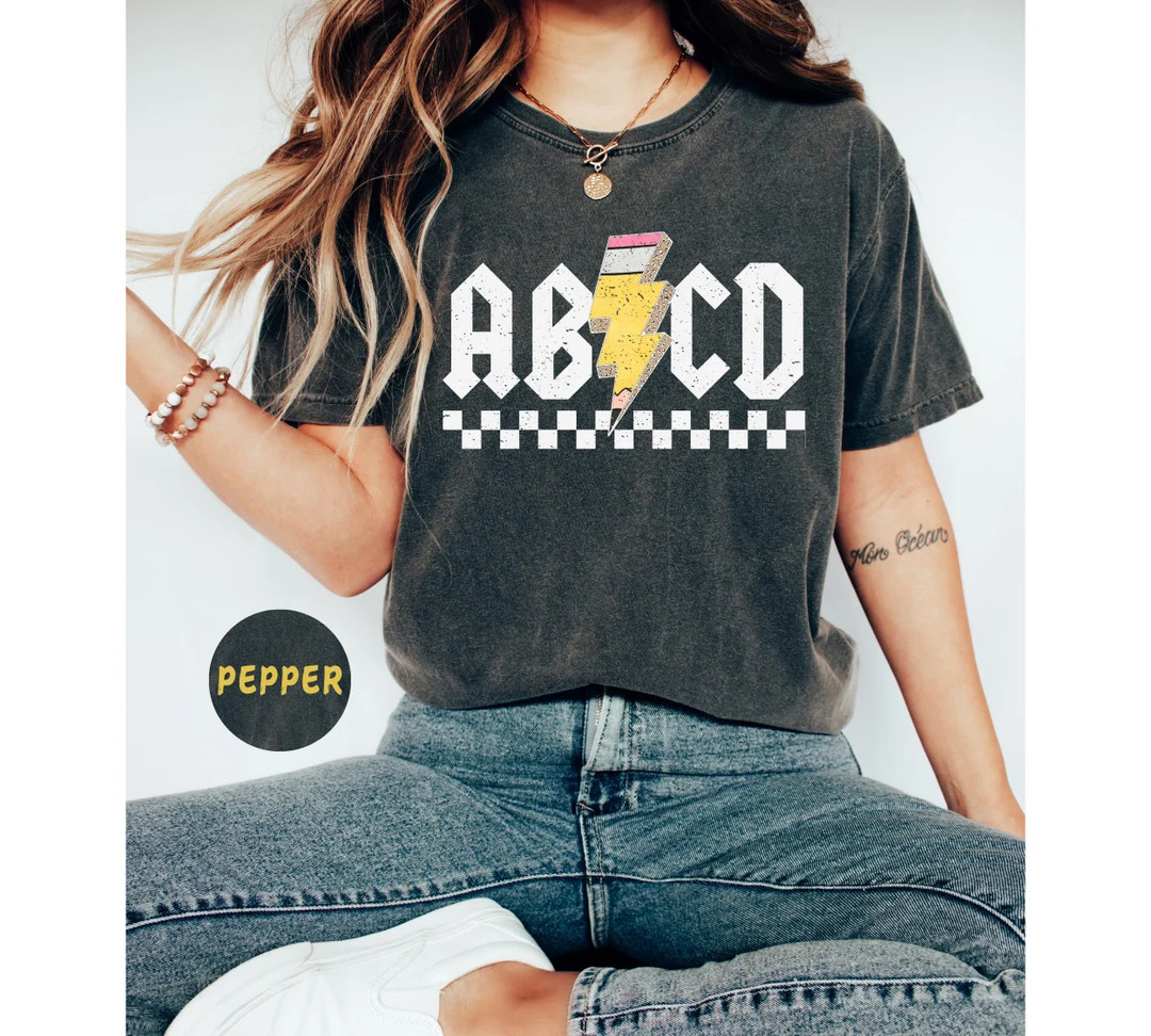 Abcd Teacher Comfort Colors Shirt, Teacher Shirt, Back to School Shirt, Kindergarten Teacher Shir... | Etsy (US)