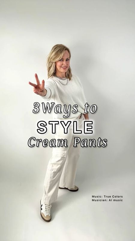 3 Ways to Style Cream Pants: 
(1)with other neutrals
(2)with other soft complementary shades
(3)with other shades of ivory 
First amazing wide-leg pair is from Abercrombie & avail in short, reg, tall lots of colors TTS. Second is Everlane (LOVE this style) avail in other colors. I sized up. Third is a wide-leg cargo pant from Mavi-trendy comfortable & cool. TTS


#LTKStyleTip #LTKOver40 #LTKVideo