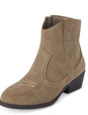 Girls Faux Suede Cowgirl Bootie | The Children's Place  - TAN | The Children's Place