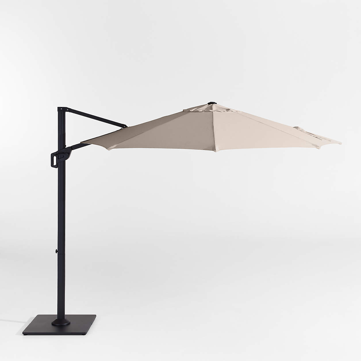 10' Round Canvas White Sunbrella Cantilever Outdoor Patio Umbrella with Black Metal Frame | Crate... | Crate & Barrel