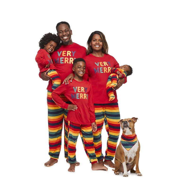 Jolly Jammies Very Merry Rainbow Stripe Matching Family Christmas Pajama Set - Walmart.com | Walmart (US)