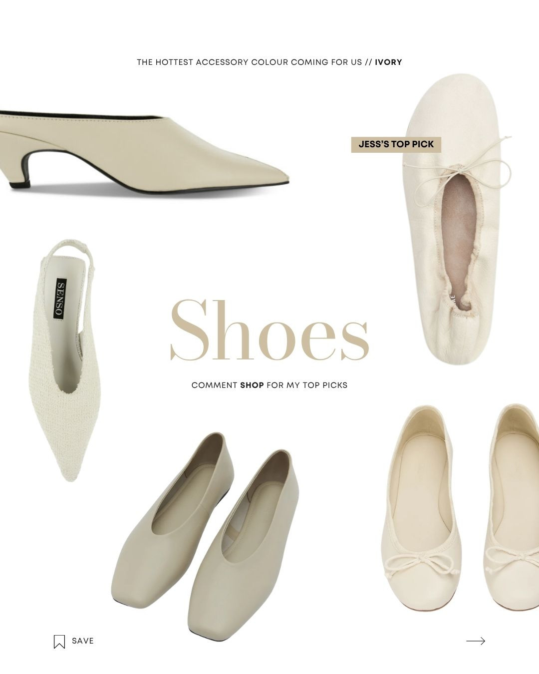 IVORY 🤍

The accessory trend we’re seeing everywhere right now.

We’ve rounded up some of our favourite ivory shoe picks currently on the market for a little style inspiration 🤍

Senso - Klayrice
Tony Bianco - Kora
Senso - Hayden II
Assembly Label - Andrea Leather Ballet Flat
Tony Bianco - Comma Dove Nappa 

 #LTKaustralia #LTKwinter #LTKstyletip