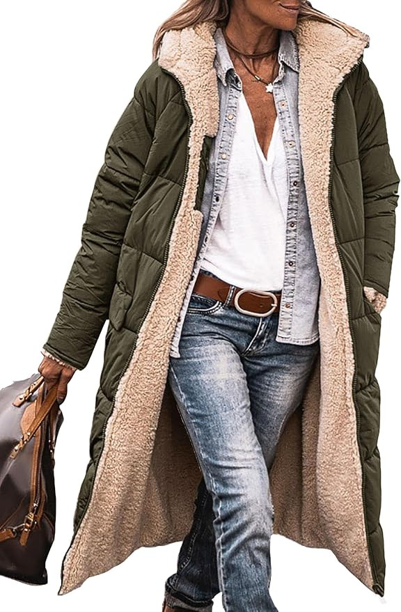 PRETTYGARDEN Women's 2024 Winter Fashion Clothes Oversized Shearling Fleece Long Coats Jackets | Amazon (US)