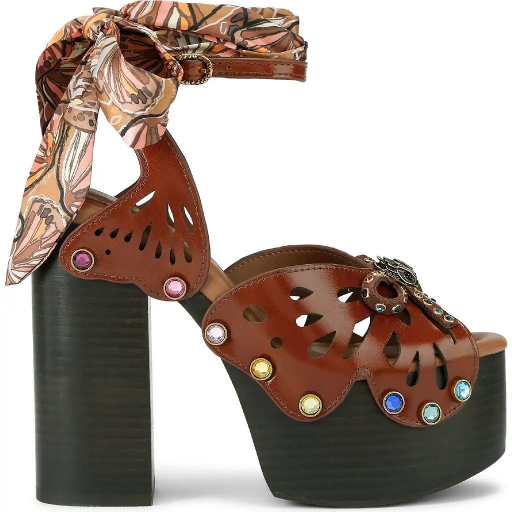 Kurt Geiger London Butterfly Platform Ankle Strap Sandal in Dark Brown at Nordstrom Rack, Size 7 | Nordstrom Rack