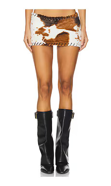Jaded London Faux Fur Whipstitch Mini Skirt in Cow from Revolve.com | Revolve Clothing (Global)