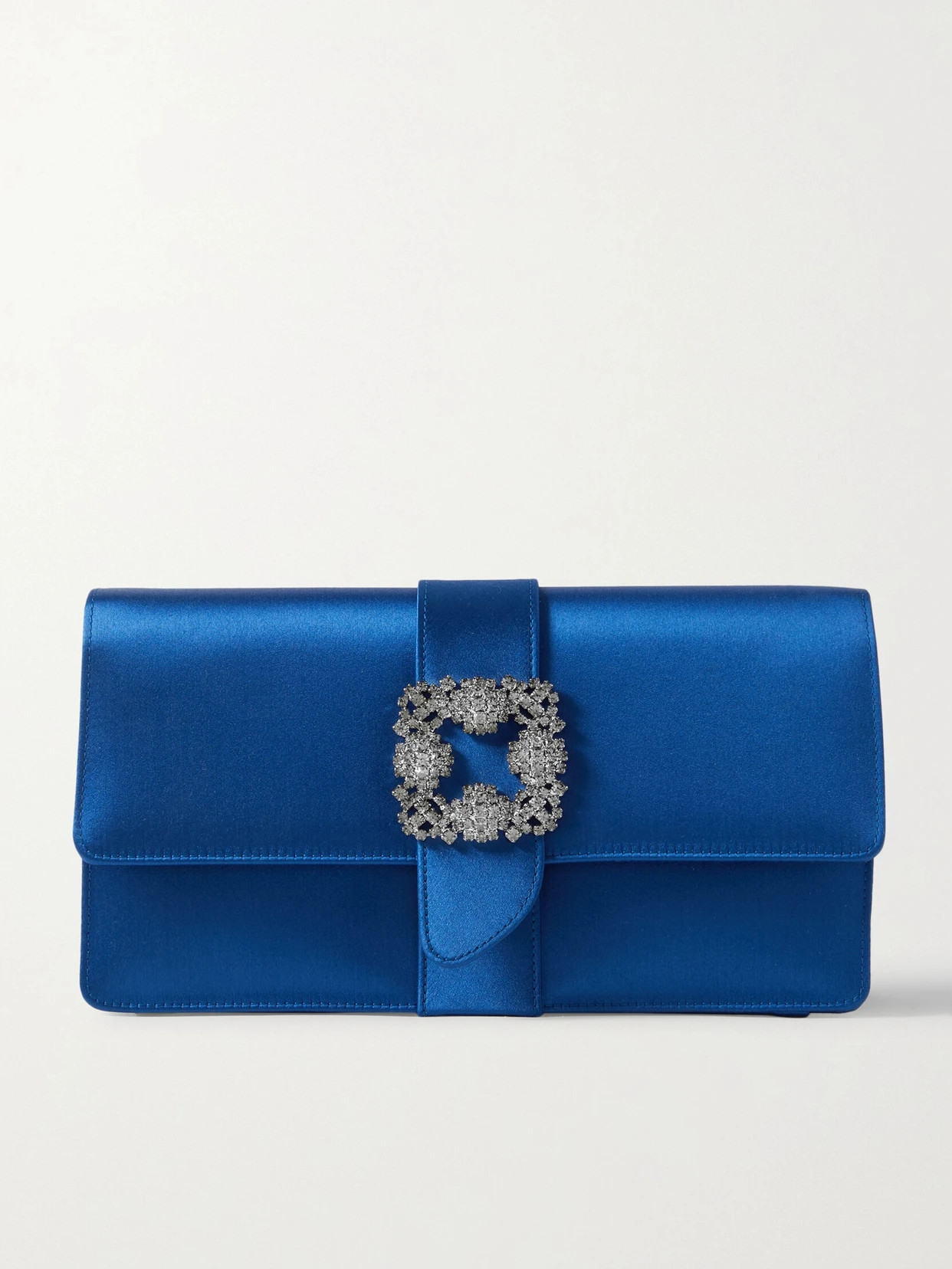 Manolo Blahnik - Capri Crystal-embellished Satin Clutch - Blue | NET-A-PORTER (US)