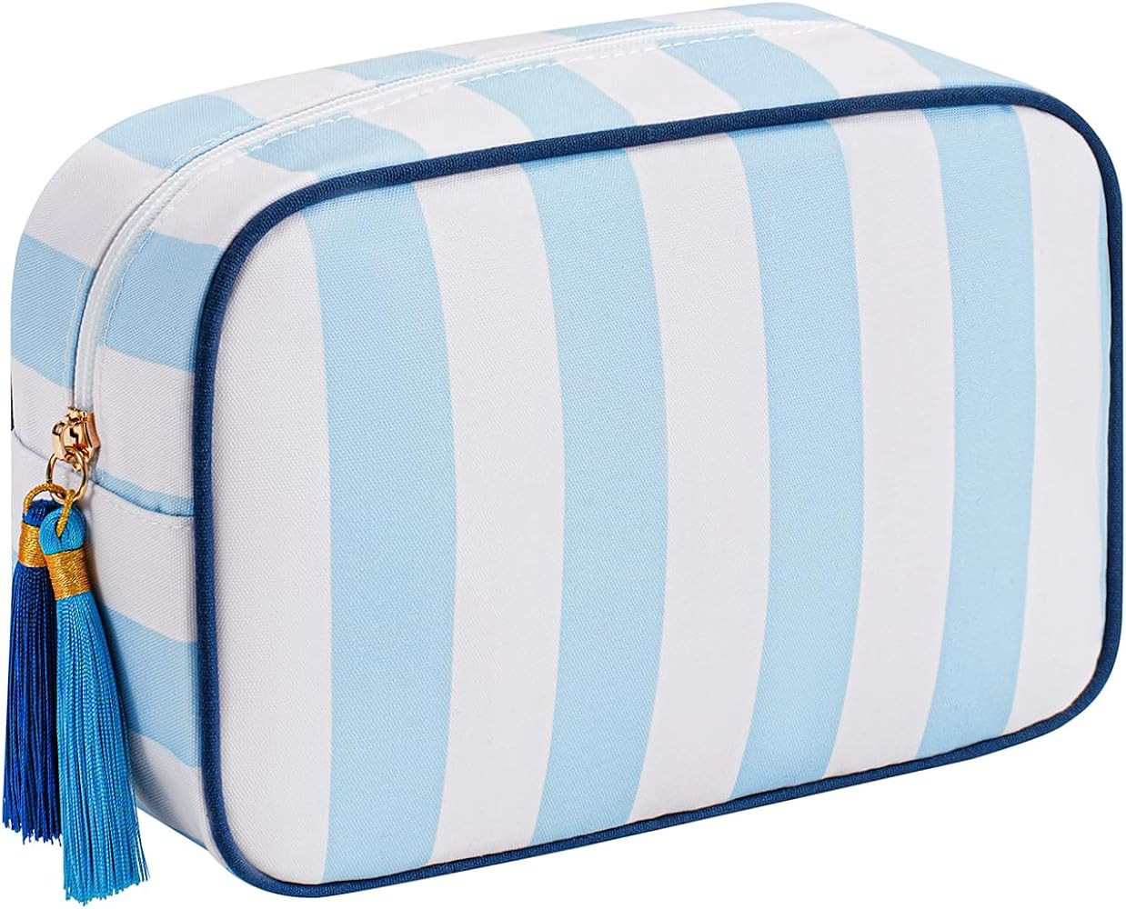 RSRSLEII Large Stripe Zipper Makeup Bag,Aesthetic Tassel Travel Cosmetic Bag,Coquette Toiletry Ba... | Amazon (US)