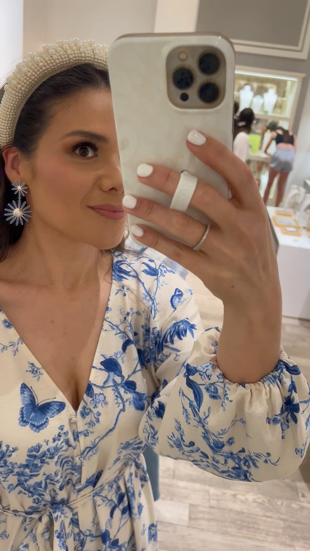 Spring outfit
Occasion 
Size down in dress wearing a S needed a XS
H&m
Blue and white
Madison Kendra Scott earrings

#LTKFind #LTKSeasonal #LTKstyletip