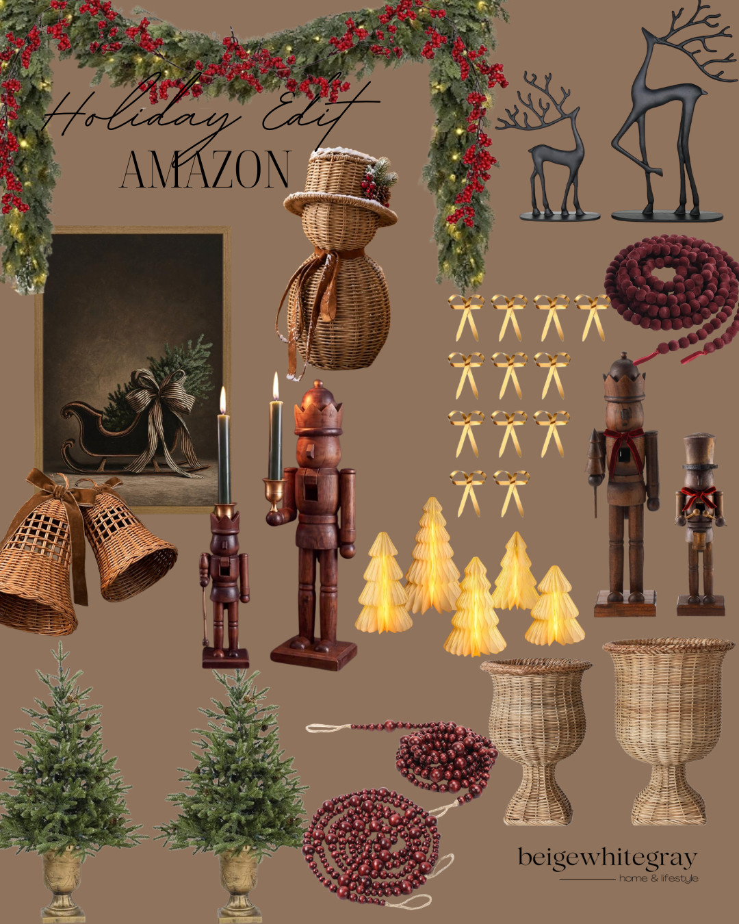 Amazon holiday decor, Amazon Christmas decor, Amazon Christmas finds, Christmas home decor, holiday home decor, neutral Christmas decor, traditional Christmas decor, vintage inspired Christmas decor, wicker Christmas decor, rattan Christmas decor, Christmas garland, red berry garland, Christmas nutcrackers, wooden nutcracker decor, Christmas bells, velvet ribbon Christmas decor, burgundy Christmas decor, Christmas tabletop decor, Christmas tree decor, holiday decorating ideas, affordable Christmas decor, Amazon home finds, Amazon holiday finds, cozy Christmas home, classic Christmas decorations

#LTKSeasonal #LTKHome