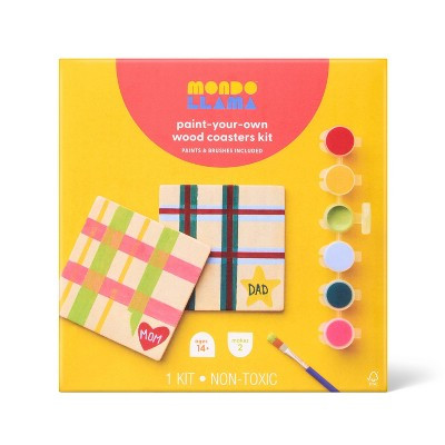 2ct Mother's Day Craft Wood Coaster Painting Kit - Mondo Llama™ | Target