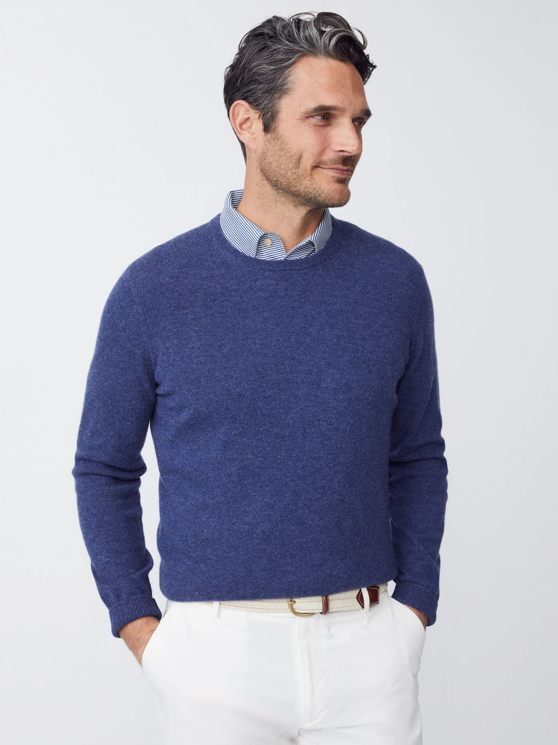 Dark Denim Solid Caldwell Cashmere Sweater | Men's Sweaters  | J.McLaughlin | J.McLaughlin