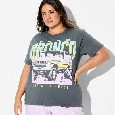 Women's Pink Bronco Short Sleeve Graphic T-Shirt - Gray 3X | Target