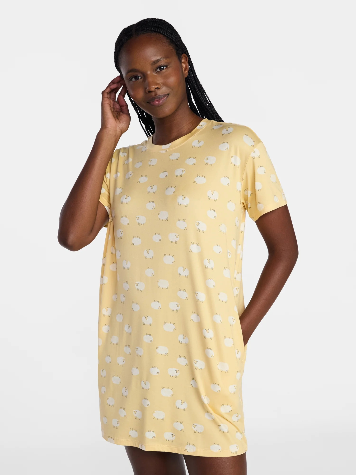 Joyspun Women's Dreamy Soft Collection Short Sleeve Sleepshirt, Sizes S/M-2X/3X | Walmart (US)