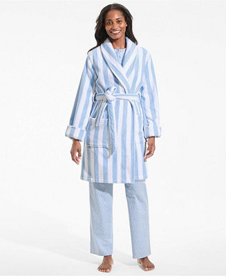 Lands' End Women's Soft Terry Long Sleeve Knee Length Robe - Macy's | Macy's