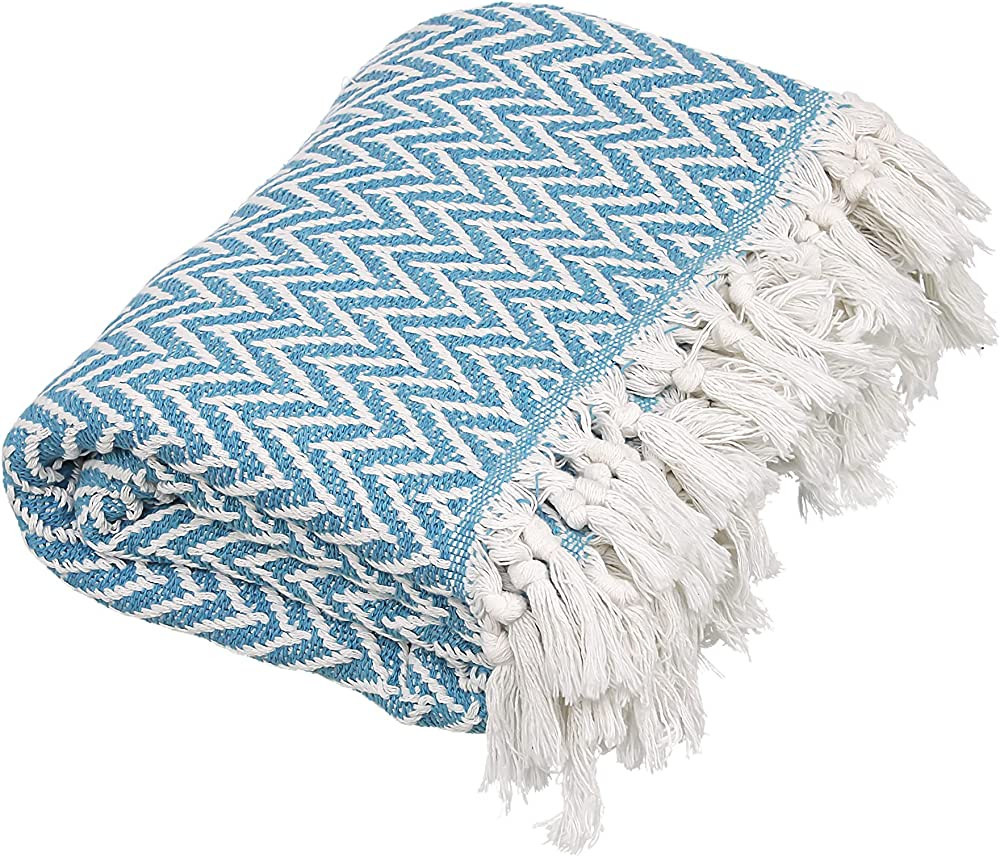 EVALAND 48 x 60 INCHES Turkish Cotton Blanket and Throw Blanket, Machine-Washed, Comfy Bed Blanke... | Amazon (US)