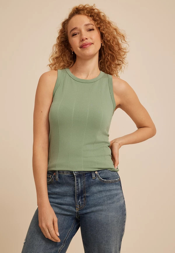 Seamless Rib High Neck Tank Top | Maurices