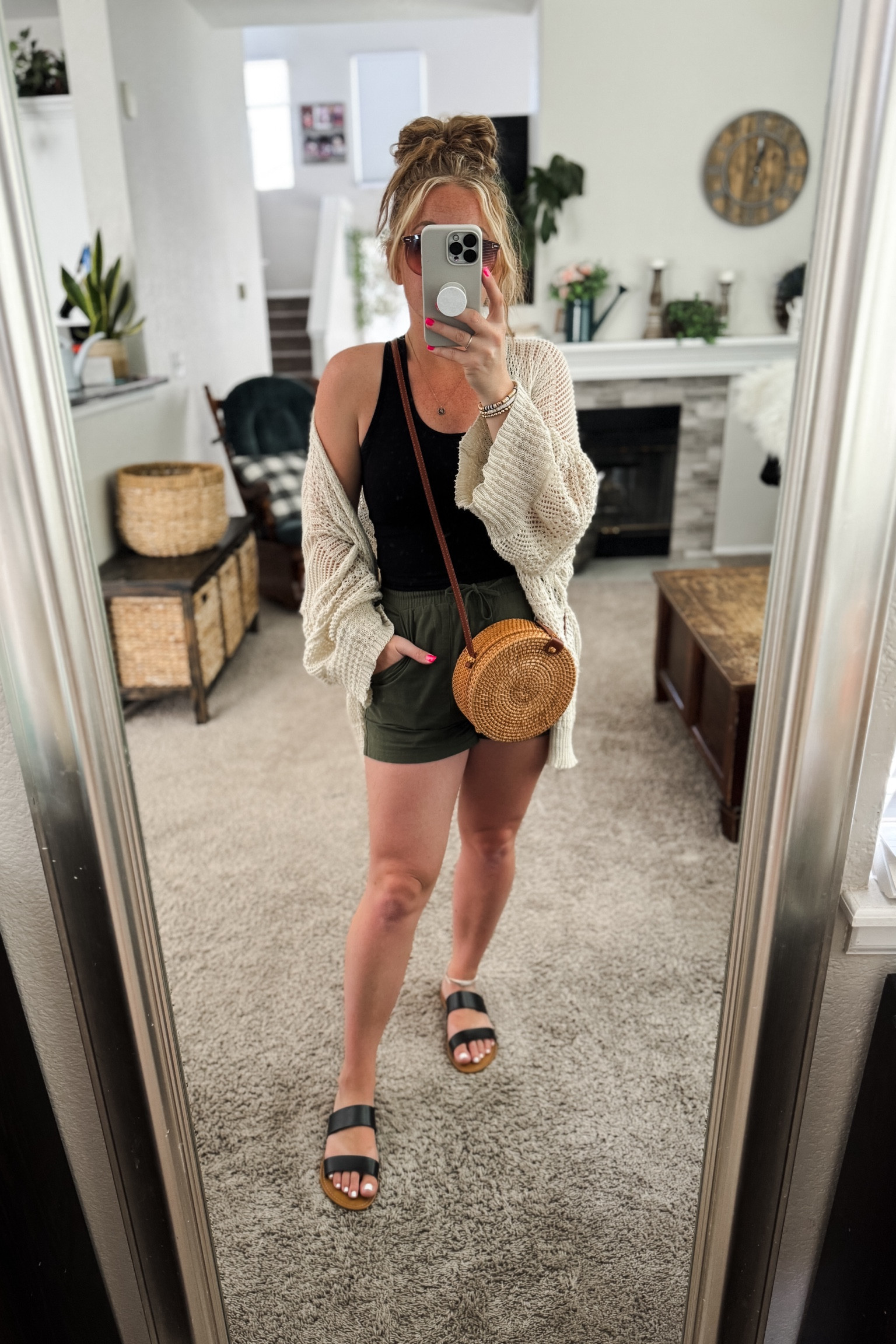 Olive green linen shorts with a black crop tank top, knit cardigan, round rattan bag, and black sandals (went up a half size)


// Summer outfits 2024,  amazon prime day sale 2024, petite Amazon fashion, casual mom outfit ideas, summer outfit amazon, Amazon outfit ideas, casual outfit ideas,  outfit inspo, casual fashion, amazon summer fashion, amazon casual outfit, cute casual outfit, outfit inspo, outfits amazon, outfit ideas, amazon shoes, Amazon bag, purse, size 4-6, casual summer outfits, casual outfit ideas everyday, summer tops, summer fashion, summer bag #summeroutfits  

#LTKFindsUnder50 #LTKStyleTip #LTKSummerSales