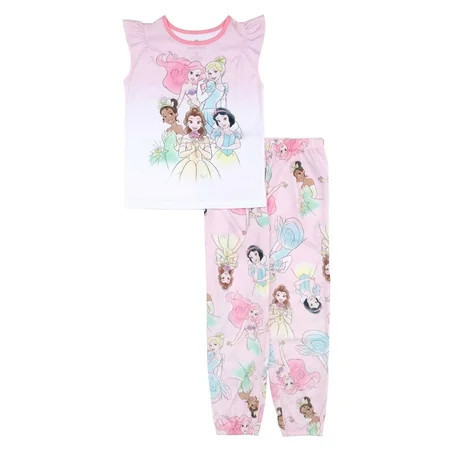 Disney Princess Girls Short Sleeve and Pant Pajama Set, Sizes 4-10 | Walmart (US)