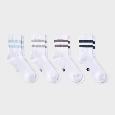 Women's Athletic Mix 4pk Midi Crew Socks - All In Motion™ White/Navy/Gray | Target