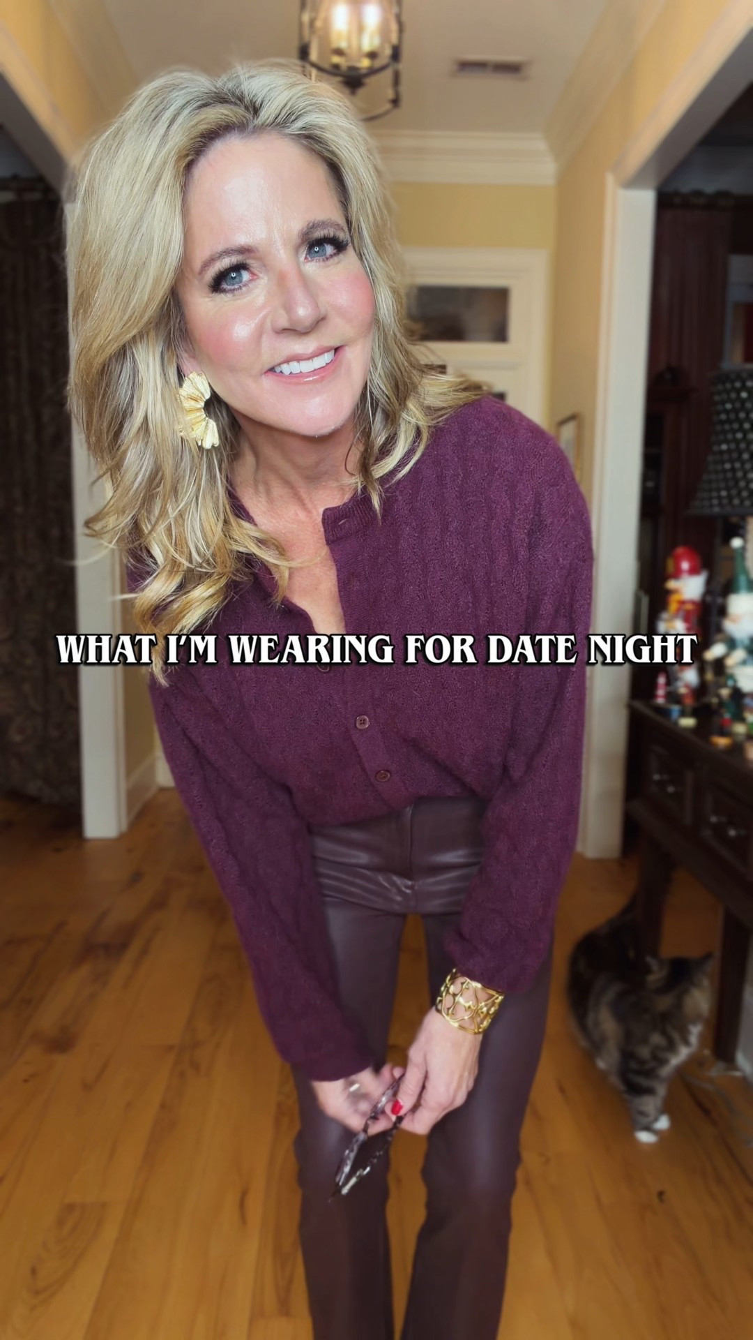 I am LOVING these coated jeans from DL1961! So much so I also own them in black. They are a great fit  (true size, I am in the 25), and they look like leather without the price tag.

The pointelle sweater and faux fur coat soften the look  (I’m in an extra small in both). And of course, I had to add some leopard in there!

#LTKOver40 #LTKgrwm #LTKHoliday