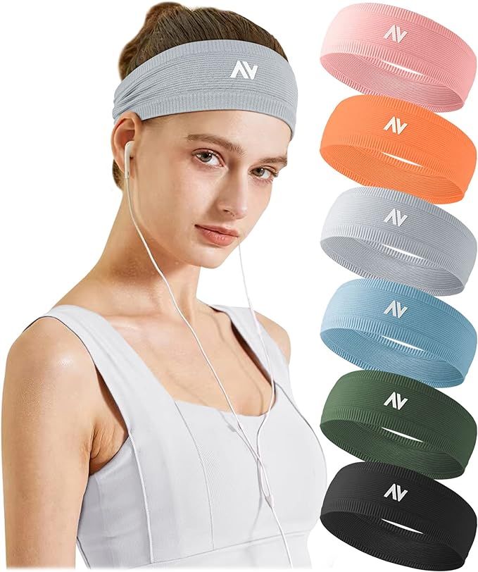 Workout Headbands Sweatbands for Women Non Slip Sports Yoga Hairband Soft Stretchy Head Band for ... | Amazon (US)